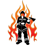 Fireman Fighting Flames Free Vector