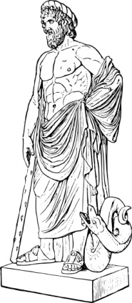 Outline Health Roman Medicine Historic Statue Greek Ancient Warszawianka Bw Asklepios Mythology